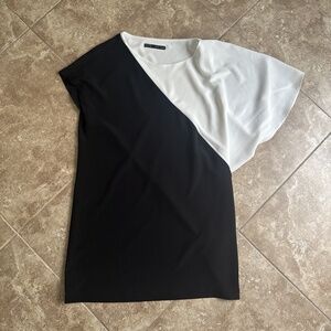 ZARA Asymmetric Black And White Dress
